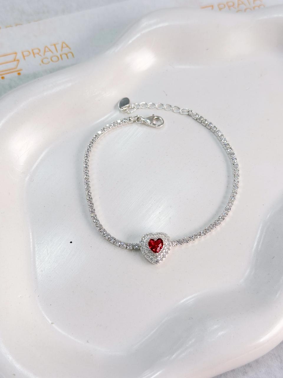 Pulseira coração rosa