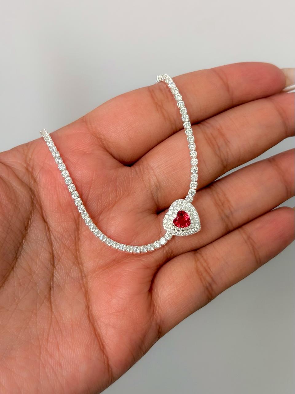 Pulseira coração rosa