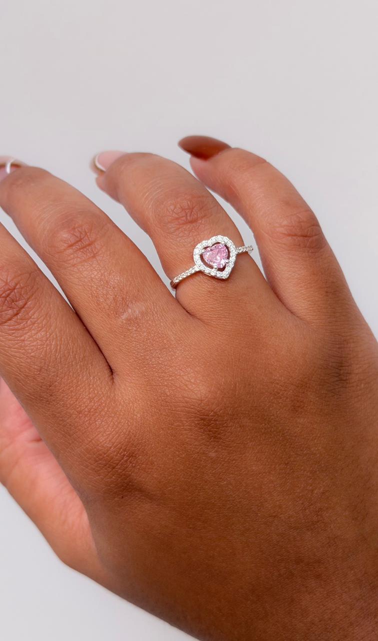 Anel Coração Rosa