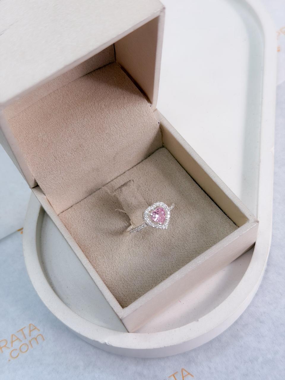 Anel Coração Rosa
